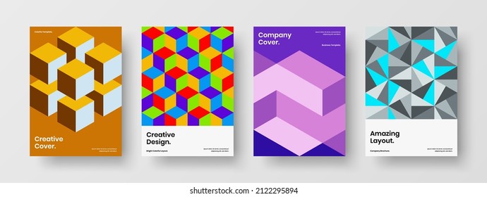 Premium mosaic pattern booklet template bundle. Trendy journal cover design vector concept composition.