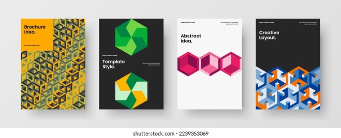 Premium mosaic pattern company brochure concept composition. Original catalog cover vector design layout collection.