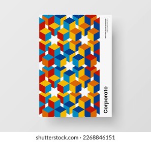 Premium mosaic pattern company brochure layout. Creative corporate cover vector design template.
