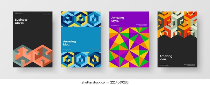 Premium mosaic pattern corporate brochure layout collection. Modern poster design vector illustration bundle.