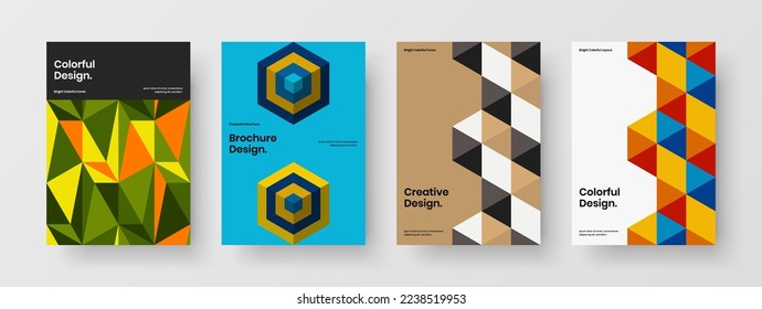 Premium mosaic pattern corporate brochure illustration collection. Clean annual report design vector concept bundle.
