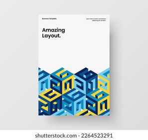 Premium mosaic pattern handbill template. Colorful corporate cover design vector concept.