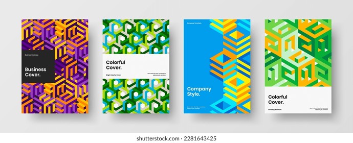 Premium mosaic pattern journal cover concept set. Original banner A4 vector design layout composition.