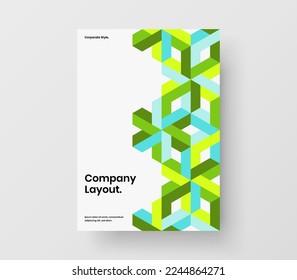 Premium mosaic shapes booklet layout. Minimalistic company cover A4 vector design illustration.