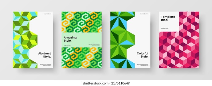 Paquete de presentación de mosaicos de primera calidad. Conjunto único de plantillas de vector de diseño de panfleto A4.