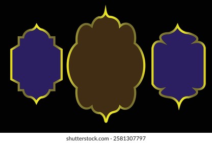 Premium mosque windows shape in an oriental style Islamic door set, arabic frames,or muslim silhouette.