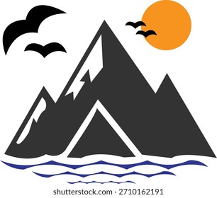 Ilustración de Arte vectorial de montaña de Premium