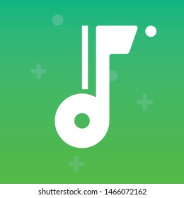 Premium music icon for mobile apps and web, line and filled music symbol, song or soundtrack icon with stars and circles on green decorative background for logo, brochure, banner related to melody