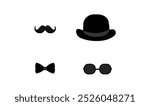 Premium mustache, glasses and a hat illustration. Gentleman icon for use.