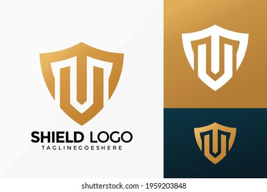 Premium MV Shield Logo Vector Design. Abstract emblem, designs concept, logos, logotype element for template.