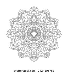 Premium Mystical Mandala Coloring Book Page for kdp Book Interior. Peaceful Petals, Ability to Relax, Brain Experiences, Harmonious Haven, Peaceful Portraits, Blossoming Beauty mandala design.