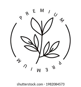 premium natural label with leafs