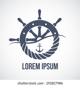 Premium Nautical Yacht Logo. Vector Illustration Isolated On White Background.