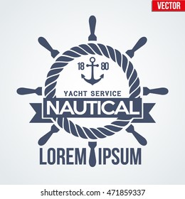 Premium Nautical Yacht logo. Vector Illustration isolated on white background.