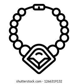Premium necklace icon. Outline premium necklace vector icon for web design isolated on white background