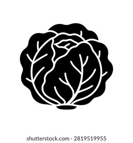 Premium Neo Minimal Cabbage icon featuring layered leafy details in a geometric style. Perfect for healthy food branding, grocery stores, organic farms