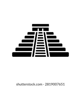Premium Neo Minimal Kukulkan Pyramid icon featuring the iconic El Castillo pyramid at Chichen Itza in a clean geometric style. Perfect for history, archaeology, travel, UNESCO World Heritage, Mayan civilization, educational content