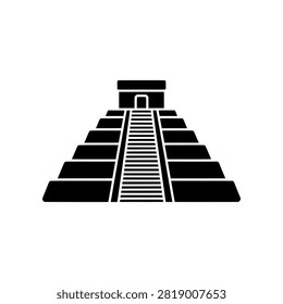 Premium Neo Minimal Kukulkan Pyramid icon featuring the iconic El Castillo pyramid at Chichen Itza in a clean geometric style. Perfect for history, archaeology, travel, UNESCO World Heritage, Mayan civilization, educational content