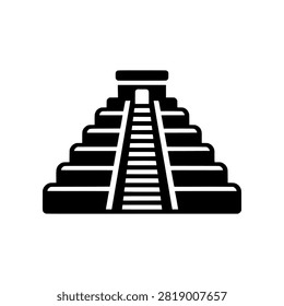 Premium Neo Minimal Kukulkan Pyramid icon featuring the iconic El Castillo pyramid at Chichen Itza in a clean geometric style. Perfect for history, archaeology, travel, UNESCO World Heritage, Mayan civilization, educational content