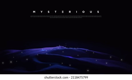 Premium neon light dark background with sophisticated colored fabric and flowing graphic elements. Mystic shadow wallpaper for poster, banner, website, flyer, presentation etc. Vector illustration EPS