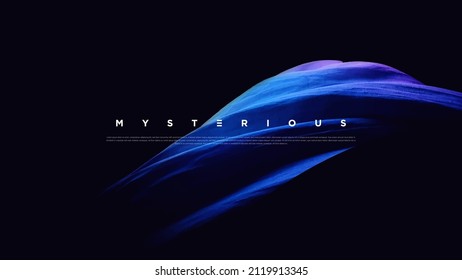 Premium Neon Light Dark Background With Sophisticated Colored Fabric And Flowing Graphic Elements. Mystic Shadow Wallpaper For Poster, Banner, Website, Flyer, Presentation Etc. Vector Illustration EPS