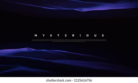 Premium neon light dark background with sophisticated colored fabric and flowing graphic elements. Mystic shadow wallpaper for poster, banner, website, flyer, presentation etc. Vector illustration EPS