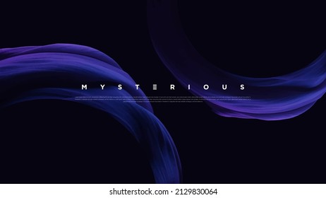 Premium neon light dark background with sophisticated colored fabric and flowing graphic elements. Mystic shadow wallpaper for poster, banner, website, flyer, presentation etc. Vector illustration EPS