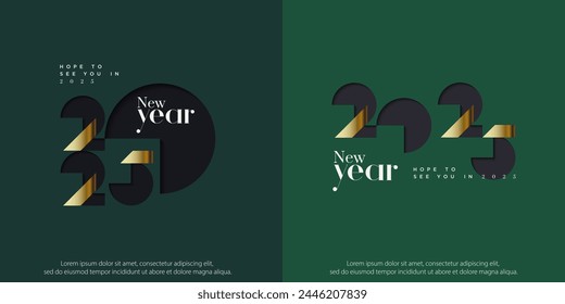 premium new year 2025 design with gold numbers and geometry concept. Premium design to welcome the 2025 happy new year celebration.