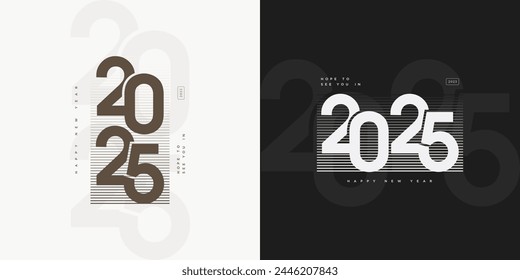 Premium-Neujahrsdesign 2025 mit Line Art. Premium-Design zur Begrüßung der 2025 Happy New Year Feier.