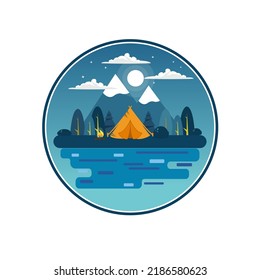 Premium night camp icon vector. Outdoor logo icon. Summer camp badges vector.