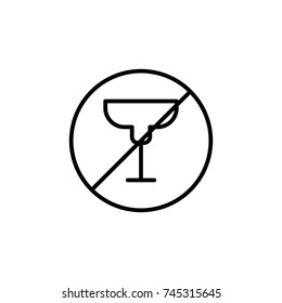 Premium no alcohol icon or logo in line style. High quality sign and symbol on a white background. Vector outline pictogram for infographic, web design and app development.