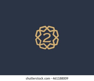 Premium number 2 logo icon vector design. Luxury jewelry frame gem edge logotype. Print figure stamp sign symbol.