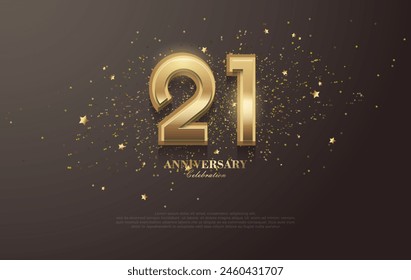 Premium number 21 design. With magnificent gold number illustrations. With a charming black background. Design for anniversary celebration.