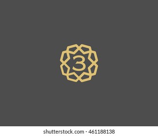 Premium number 3 logo icon vector design. Luxury jewelry frame gem edge logotype. Print figure stamp sign symbol.