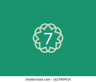Premium number 7 vector logotype. Elegant floral frame with number icon logo. Digit symbol mark.