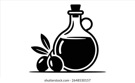 Premium Olive Oil Bottle Vector. Organic Extra Virgin Design with Olive Branch.	
