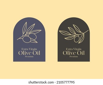 Ilustración vectorial de la etiqueta de aceite de oliva premium 