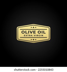 Premium Olive oil seal vector or Olive oil label vector on black background. Elegant olive oil seal for quality products. Olive oil label for unadjusted natural product. Elegant stamp vector.