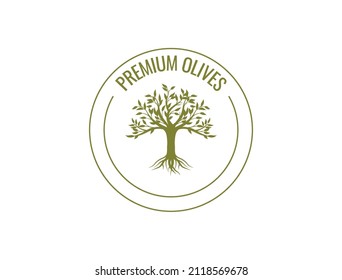premium olives icon with olive tree vector illustration 