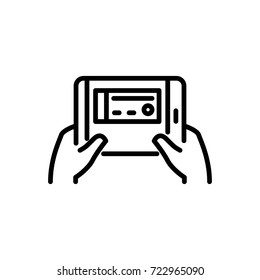 Premium online booking icon or logo in line style. High quality sign and symbol on a white background. Vector outline pictogram for infographic, web design and app development.
