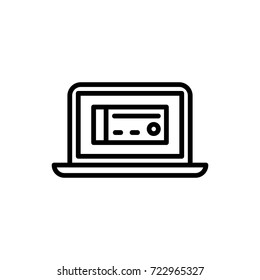 Premium online booking icon or logo in line style. High quality sign and symbol on a white background. Vector outline pictogram for infographic, web design and app development.