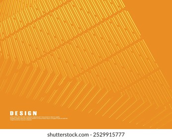 Diseño de fondo naranja de Premium con patrón de líneas doradas degradadas diagonales. Plantilla Horizontal de Vector para el Anuncio de negocios de lujo digital, invitación formal, cupón de lujo, certificado de regalo, etc.