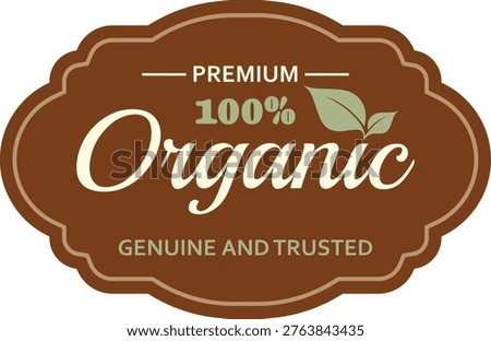 Premium organic certification seal on a brown background