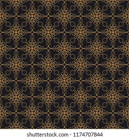 Premium oriental vector seamless pattern. Luxury abstract background in colors of gold and black. Elegant ornate texture with decotative vintage elements