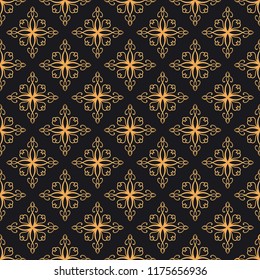 Premium oriental vector seamless pattern. Luxury abstract background in colors of gold and black. Elegant ornate texture with decotative vintage elements