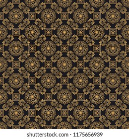 Premium oriental vector seamless pattern. Luxury abstract background in colors of gold and black. Elegant ornate texture with decotative vintage elements