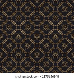 Premium oriental vector seamless pattern. Luxury abstract background in colors of gold and black. Elegant ornate texture with decotative vintage elements