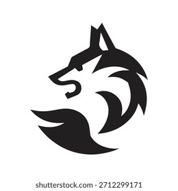 Emblema de lobo ornamental premium projetado com curvas mínimas sofisticadas