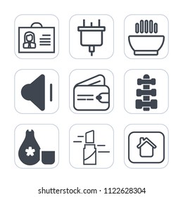 Premium outline, fill icons set on white background . Such as sound, japanese, building, electricity, hot, music, cuisine, estate, internet, japan, wallet, cash, audio, beauty, finance, power, fitness