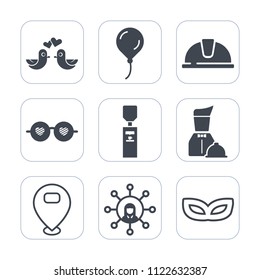 Premium outline, fill icons set on white background . Such as happy, animal, liquid, technology, fashion, balloon, hippie, air, sign, white, restaurant, gallon, heart, construction, decoration, bird